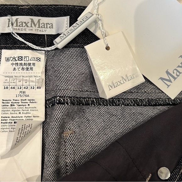 NWT MAX MARA Blue Giubba Denim Miniskirt with Logo Patch - Picture 14 of 16